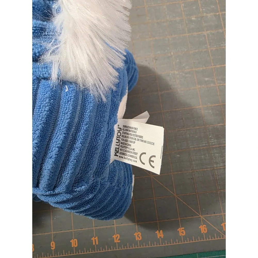 Kellytoy Husky Plush Blue White Corduroy Textured Stuffed Animal 10in